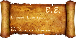 Broser Evariszt névjegykártya